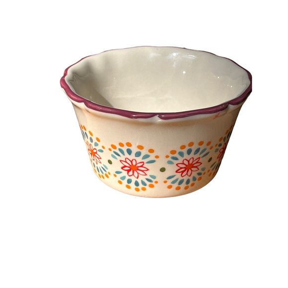 The Pioneer Woman set 2 Ramekin Scalloped Purple Flea Market 7 ounce - Picture 2 of 5